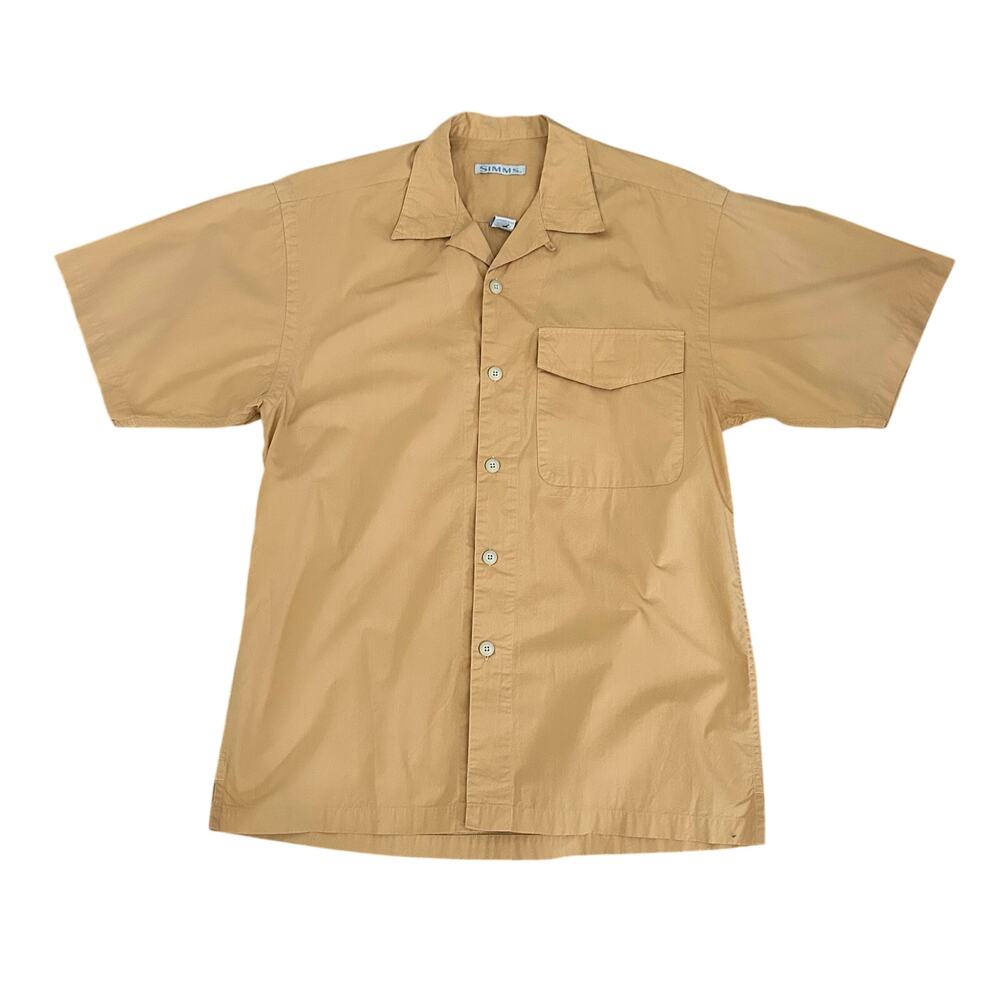 Simms NWT men's Bungalow short‎ sleeve button down UPF dark rum shirt size M